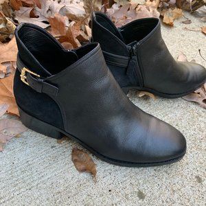 COLE HAAN black leather/suede booties